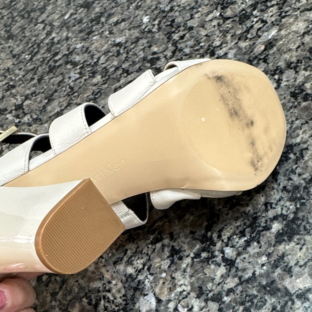 Calvin Klein White chunky Heels with Gold Accents EUC 11 - Picture 12 of 16
